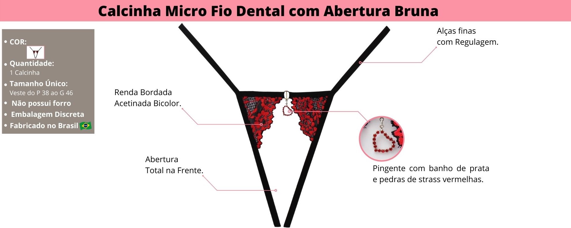 Calcinha Micro Fio Dental com Abertura Bruna